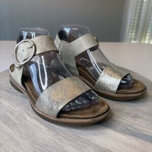 Sofft Women's Bali Gold Metallic Open Toe Slingback Leather Sandals US Sz 6.5 M